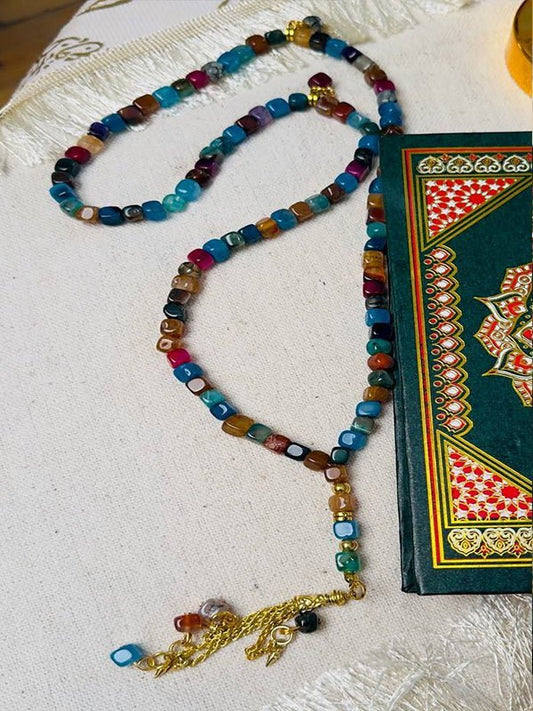 Menna Shiny Rosary - Colorful Agate