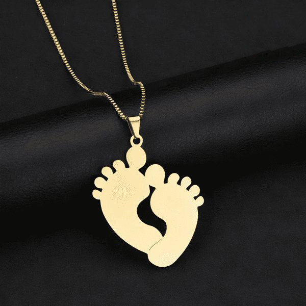 Your Baby Footprints Necklace - Gold Plated