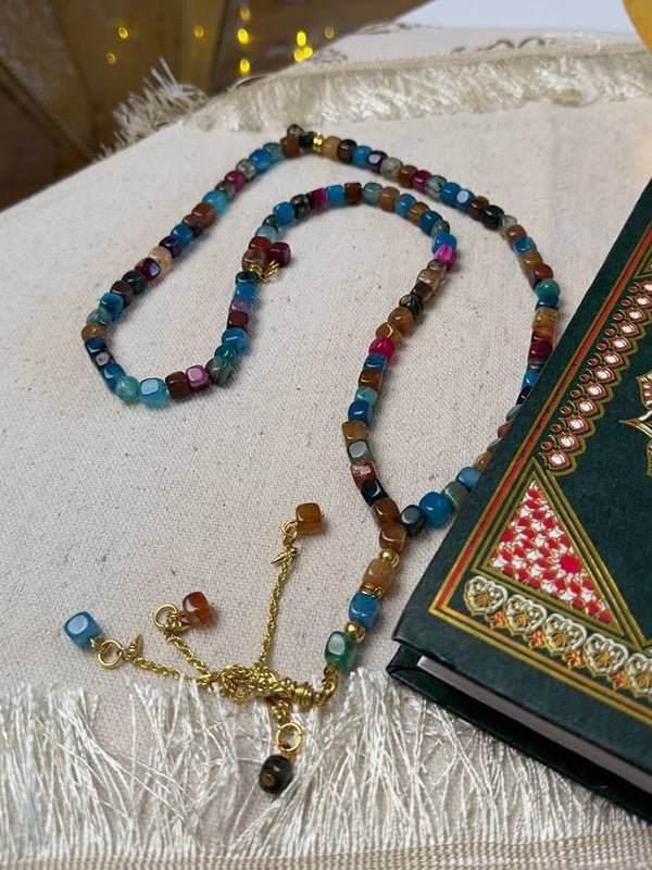 Menna Shiny Rosary - Colorful Agate