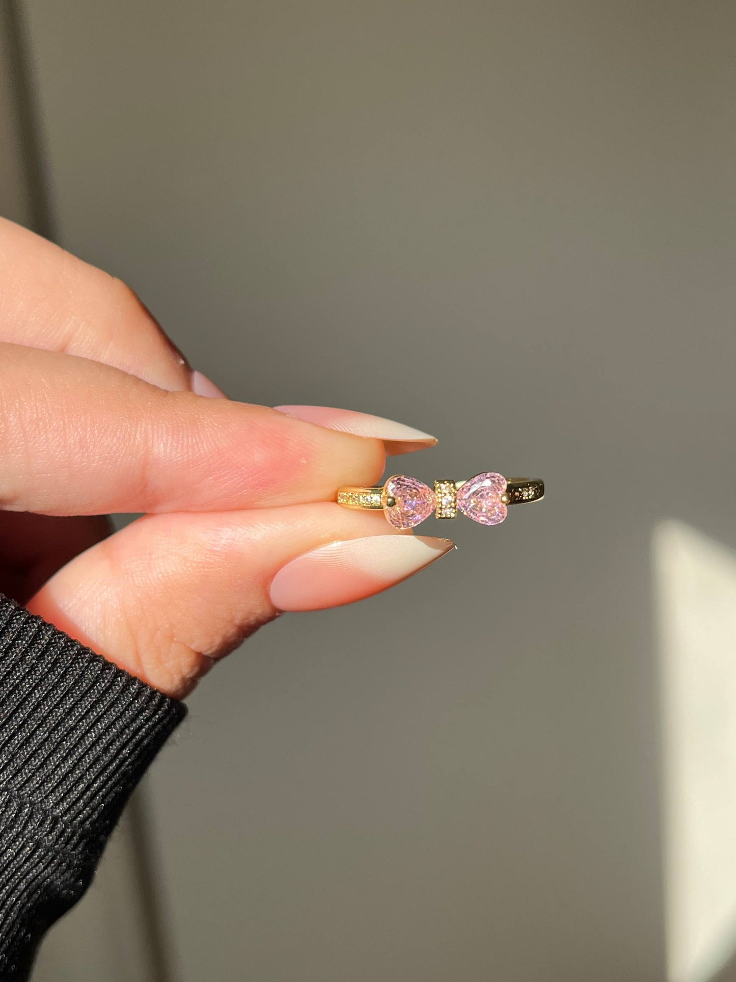 Pink Fayounka Simple Ring - Gold Plated