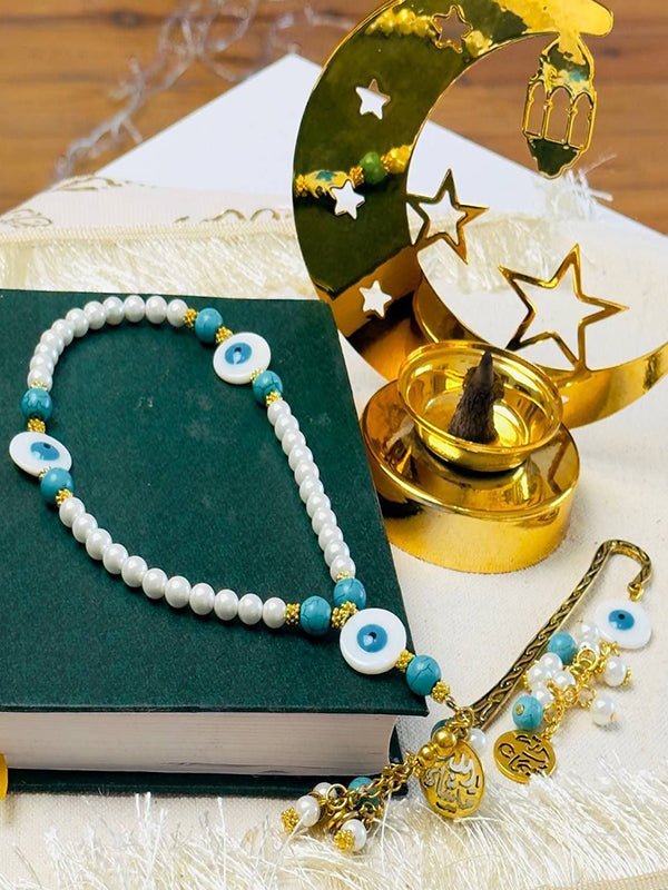 Noor Rosary - Turquoise & Pearl Rosary Set