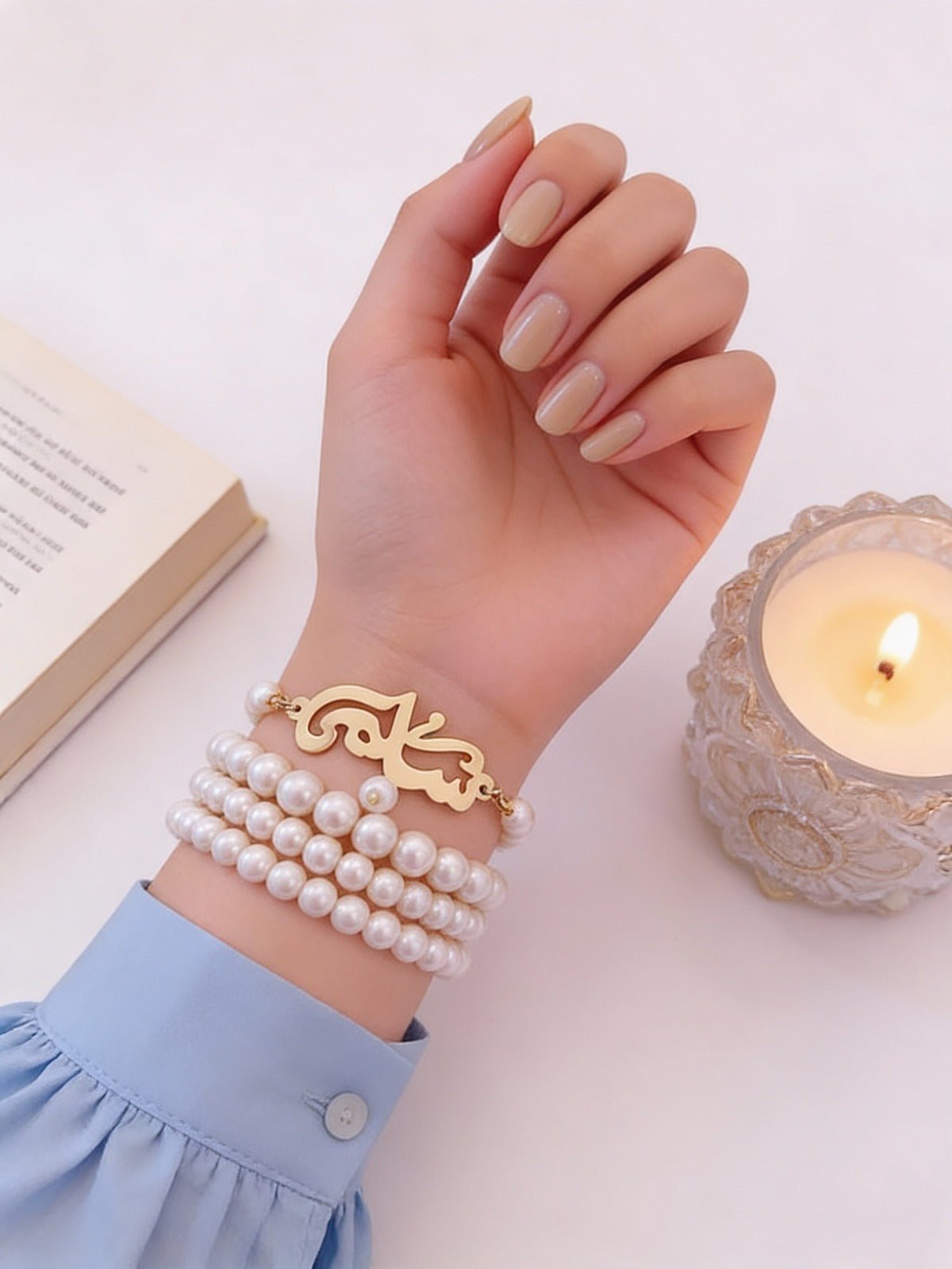 Customized Name with Pearl Set - Gold Plated
