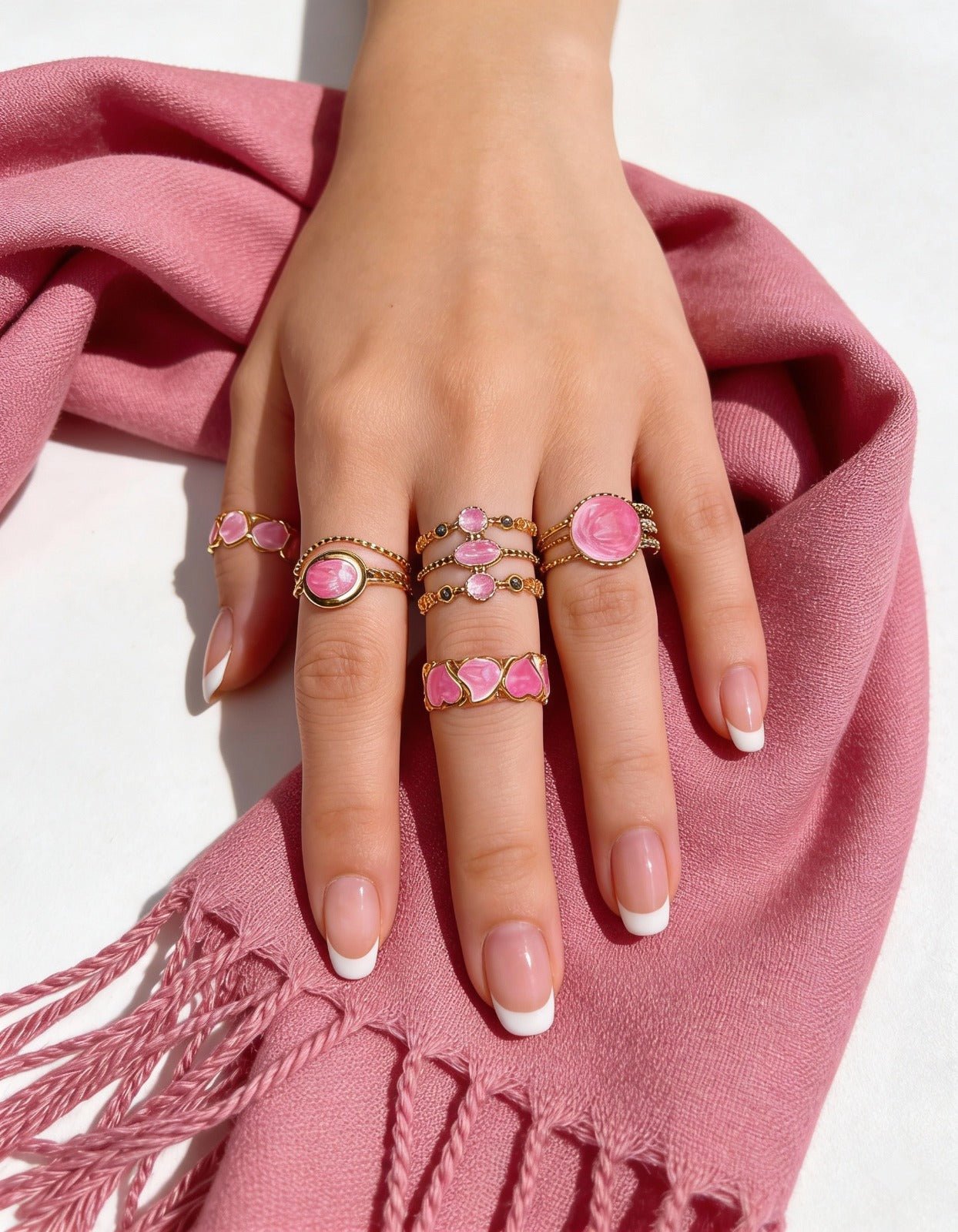 Pink Glow Rings - Stainless Steel