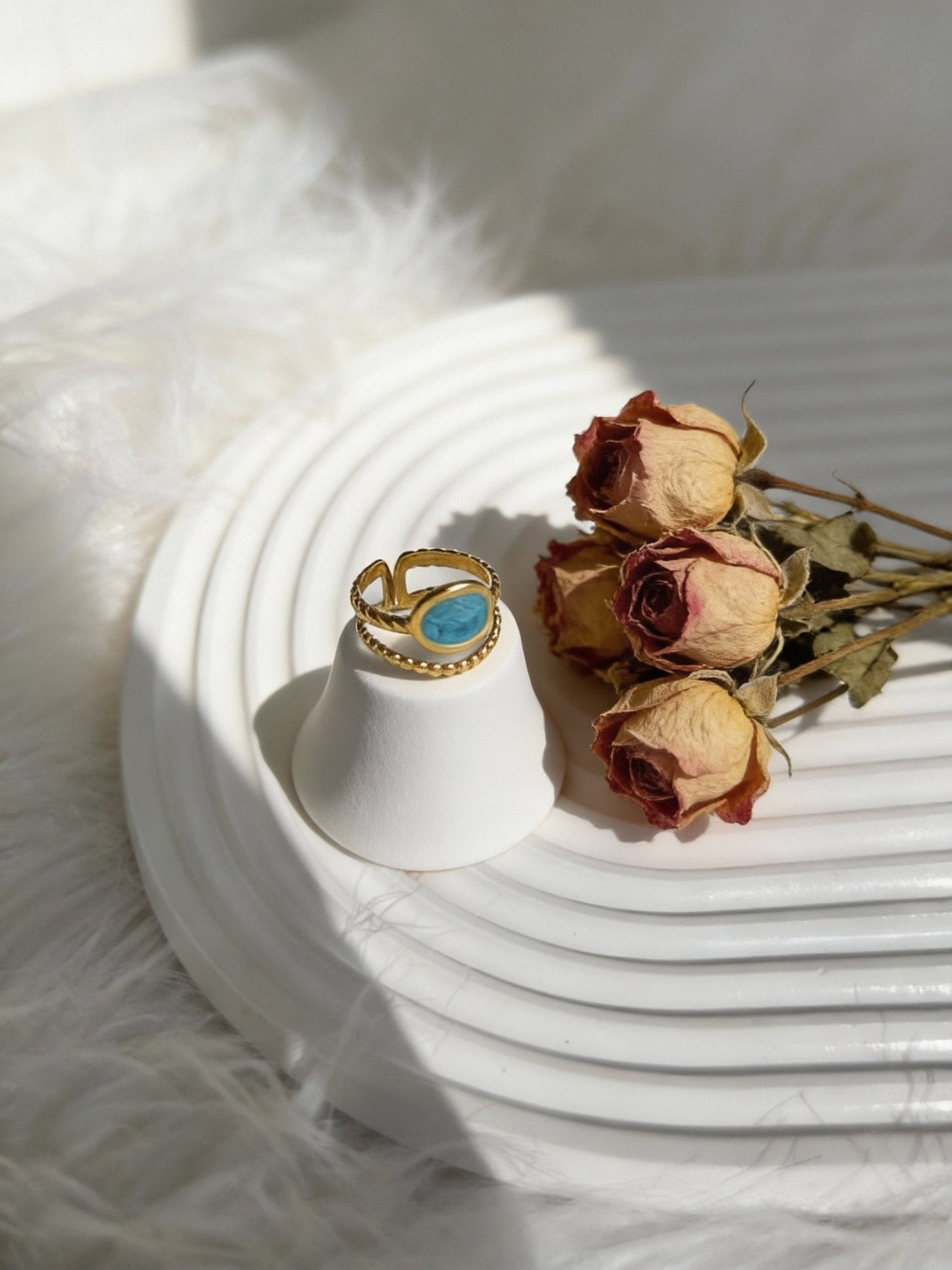 Turquoise Glow Rings - Stainless Steel