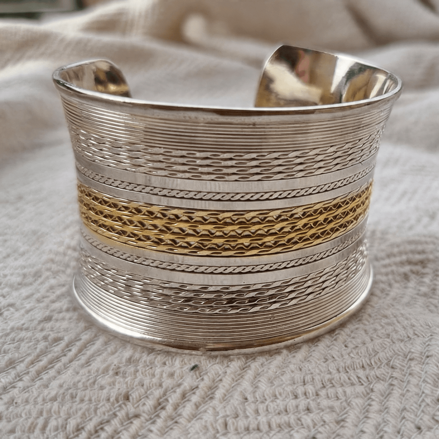 Gold and Silver Plated Nubian Bangle