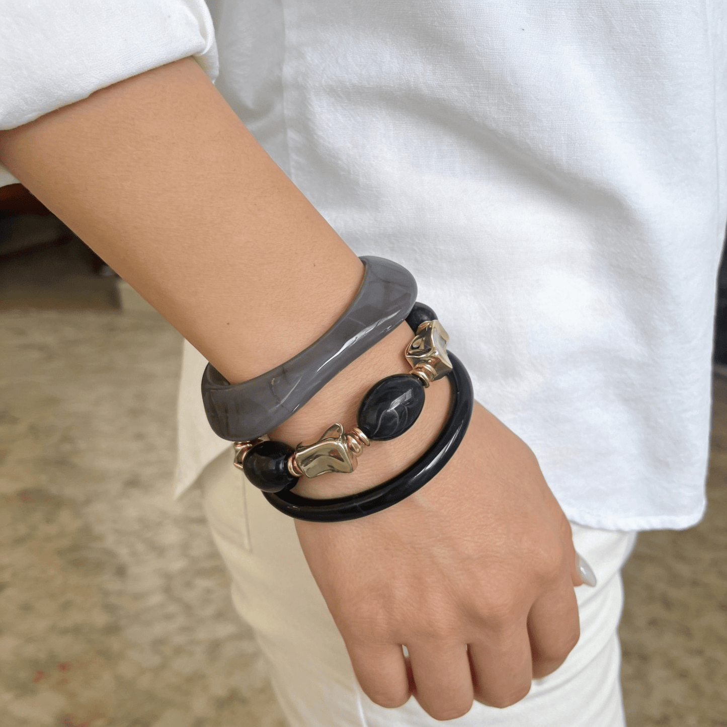Black Shinny Bracelet Set