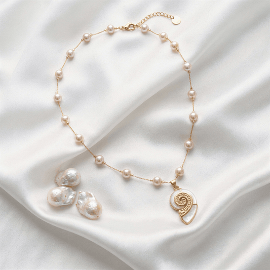 White Pearl Summer Necklace - Stainless