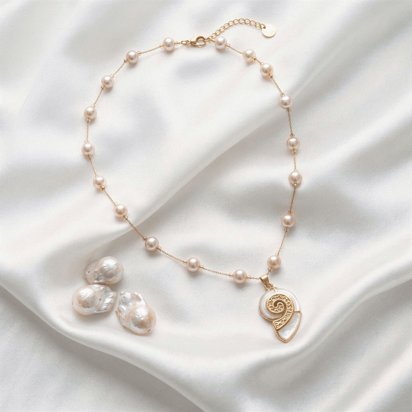White Pearl Summer Necklace - Stainless