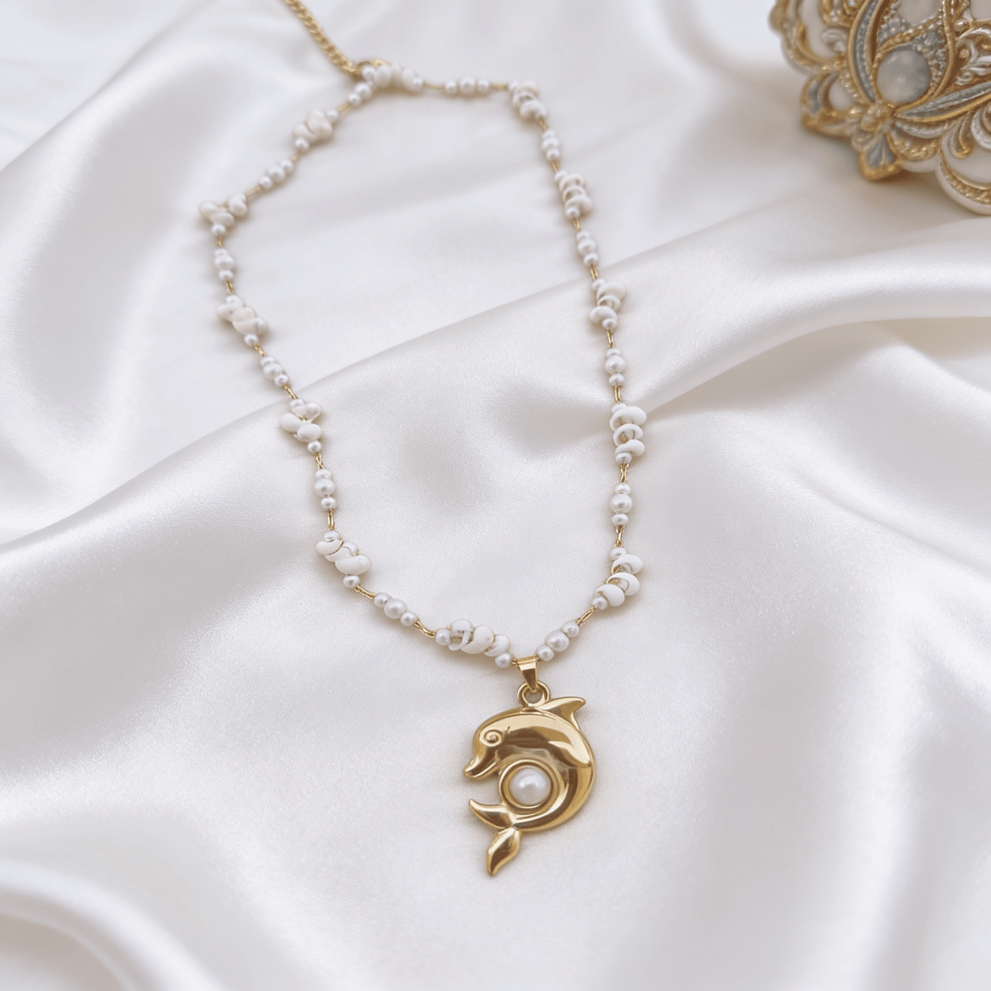 White Dolphin Summer Necklace - Stainless