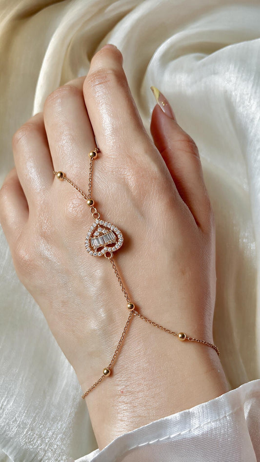 White Heart Hand Chain - Stainless Steel