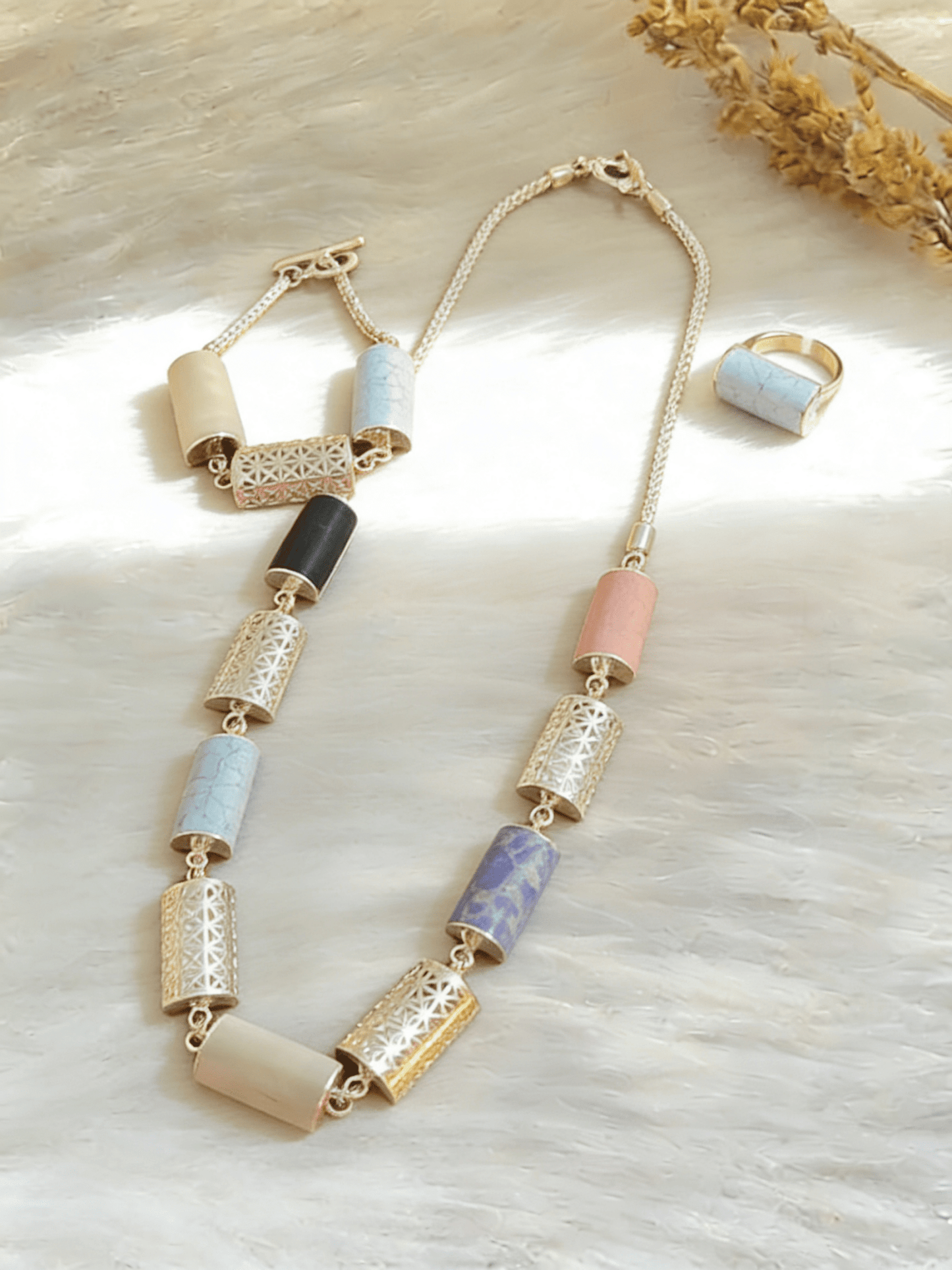 Laila Colorful Set - Silver Plated