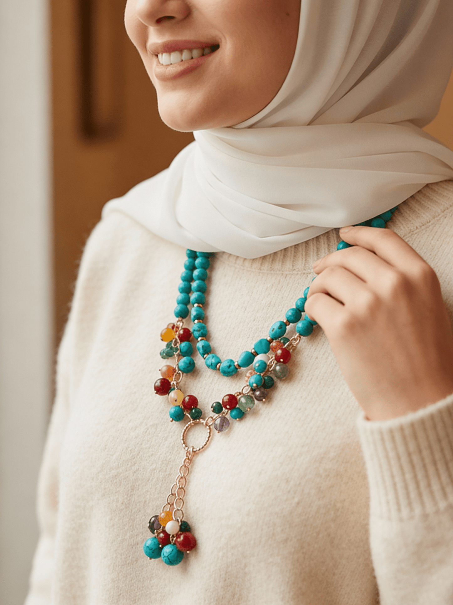 Farida Necklace - Fayrouz and Agate Stones