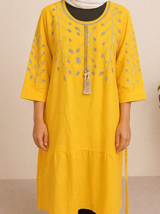 Shrouk Mini Jalabiya - Cotton - Yellow