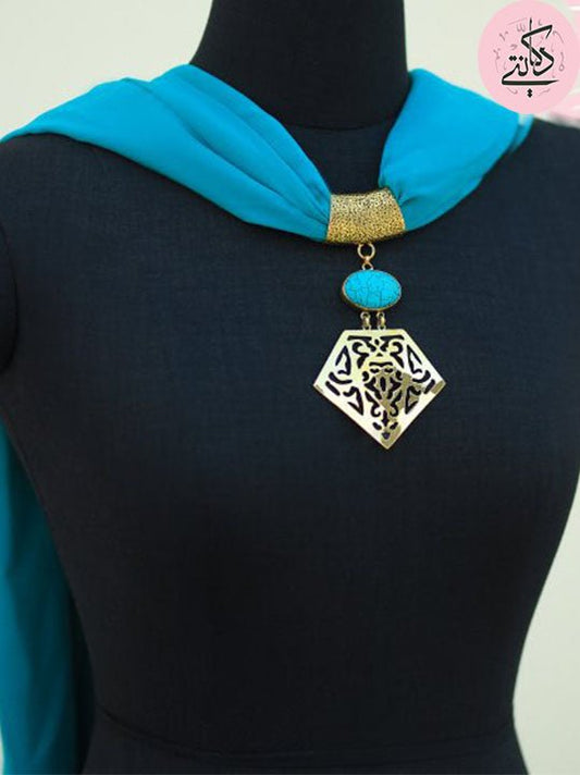 Bella's Flower Necklace Scarf - Turquoise Chiffon