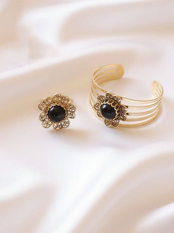 Delicate Blossom Set - Pure Copper and Agate Stone