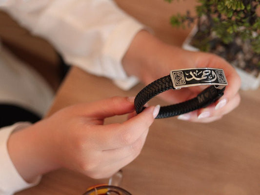 " Ahmed "  Elegant Bracelet - Leather & Silver Plated