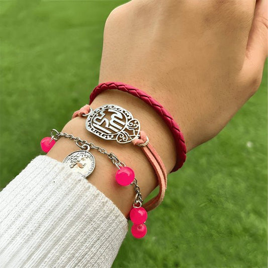 Marwa Simple Leather And Metal Bracelets