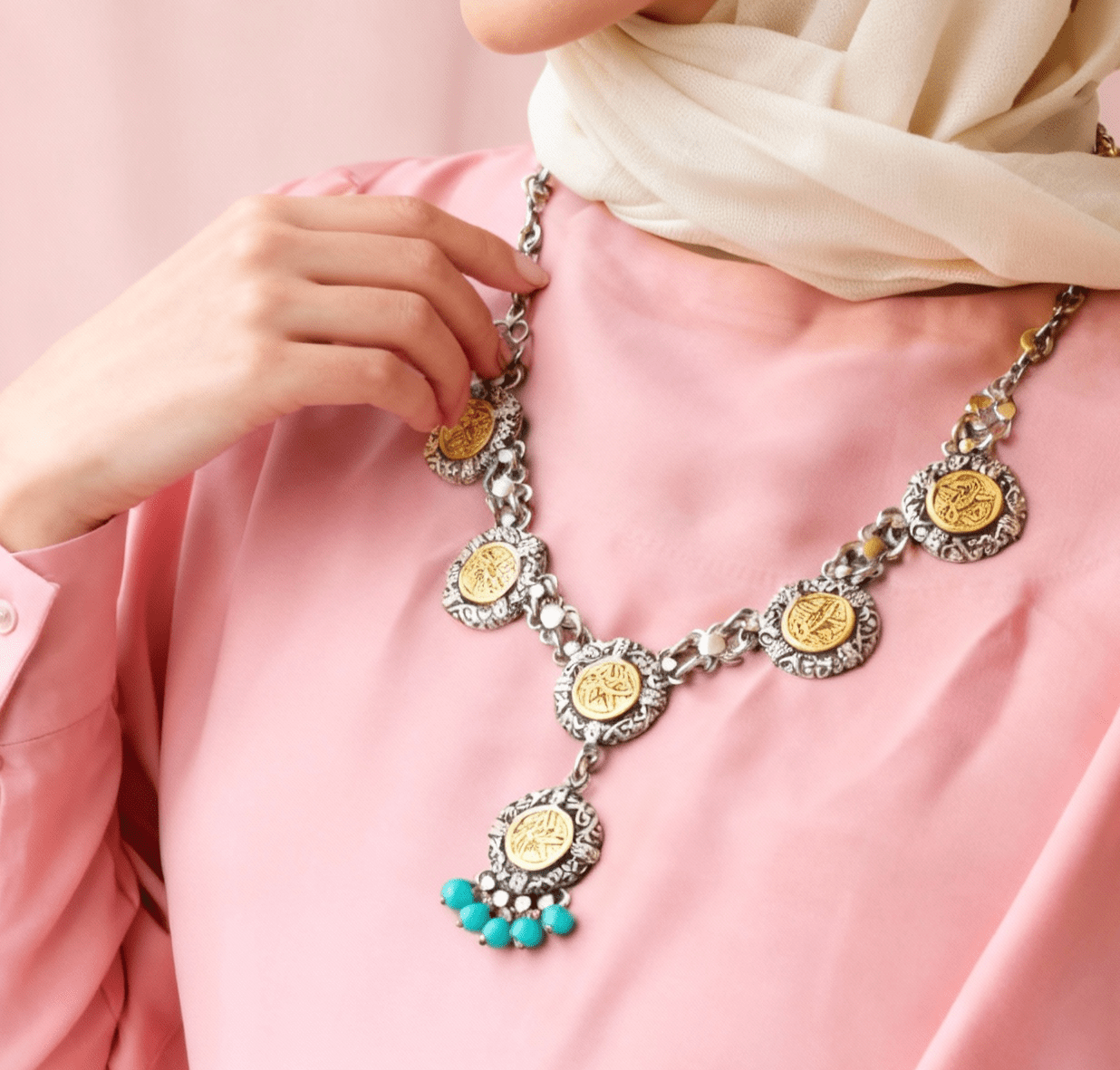 Ahlam Necklace - Silver & Gold Plated