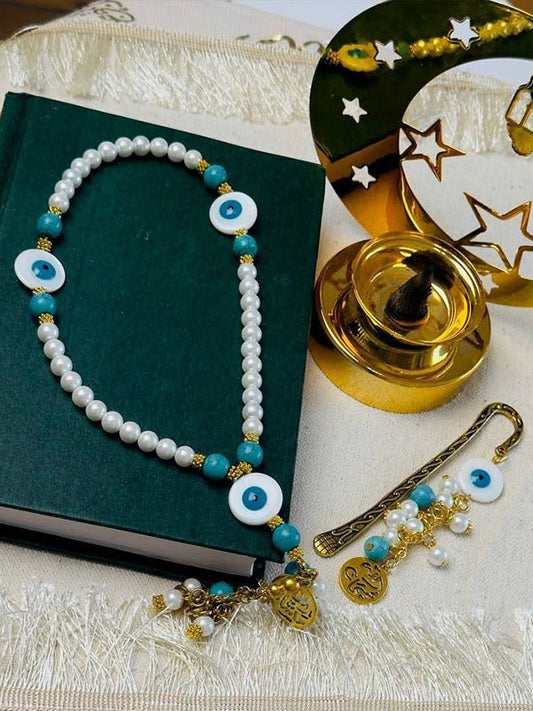 Noor Rosary - Turquoise & Pearl Rosary Set