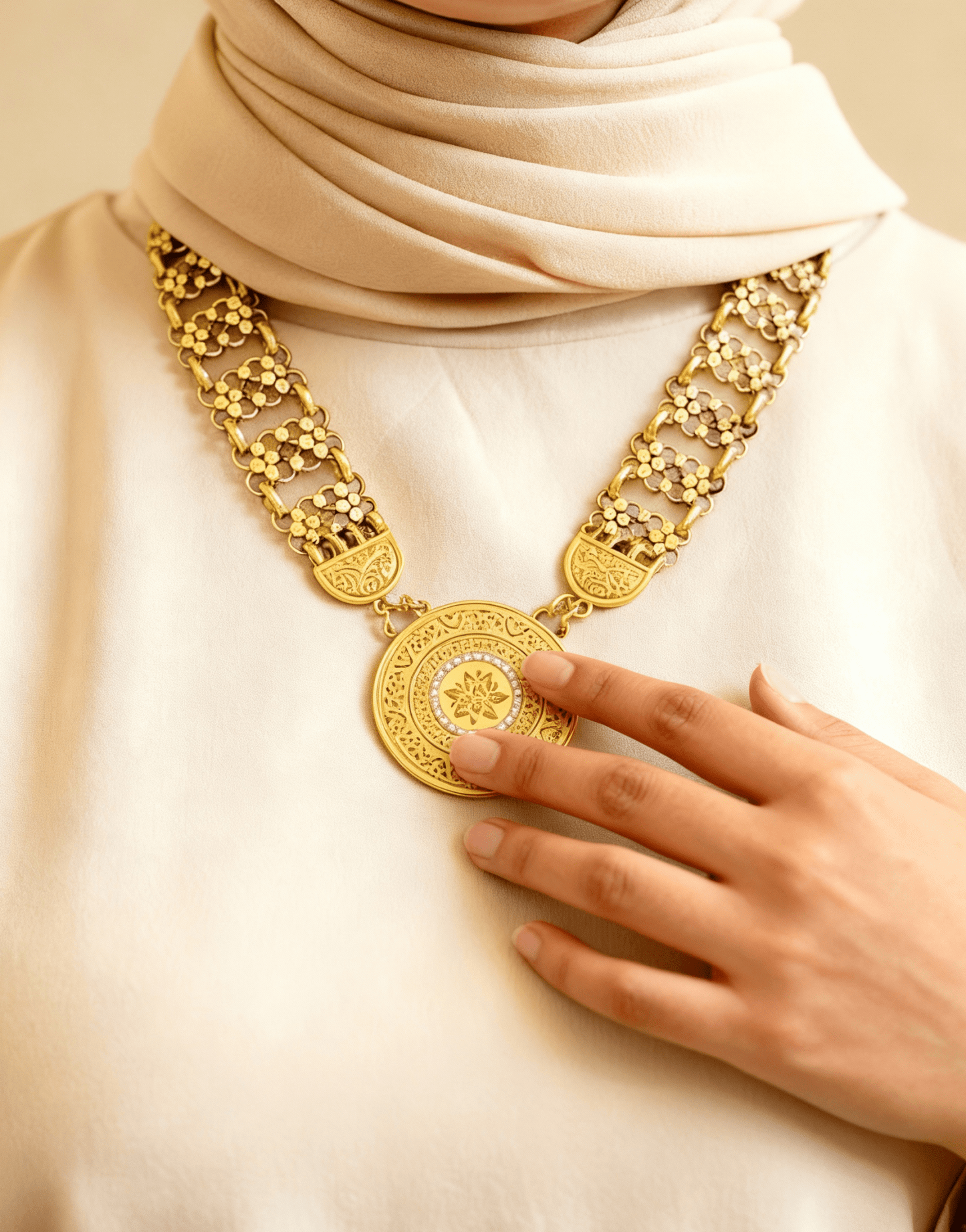 Basma Necklace - Gold and Silver Plated