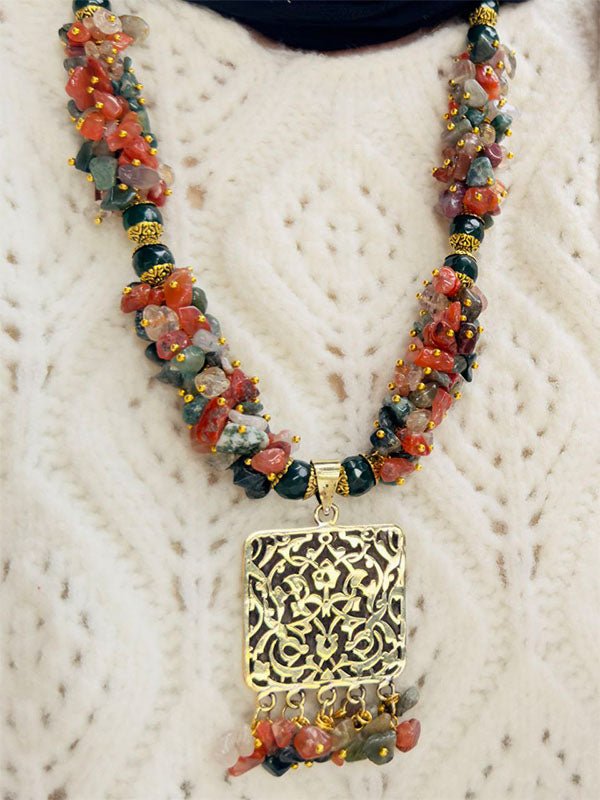 Brown Broken Agate With Green Oily Agate Set
