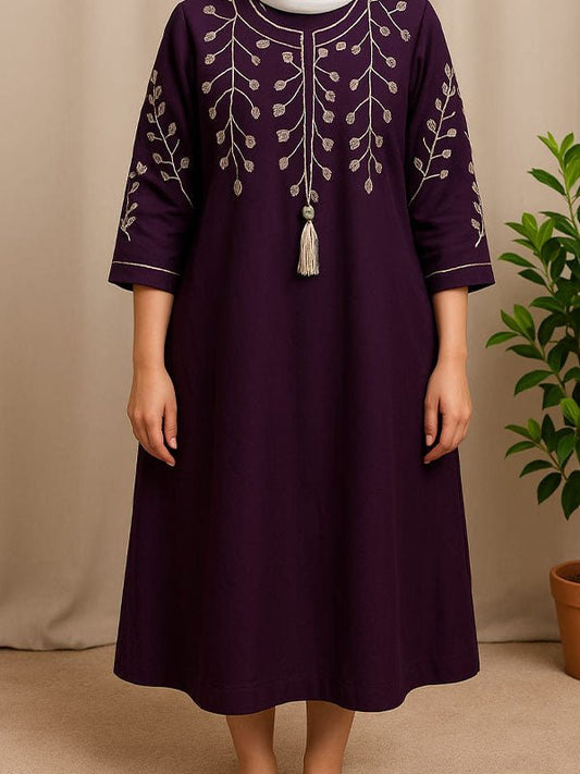 Shrouk Mini Jalabiya - Cotton - Purple