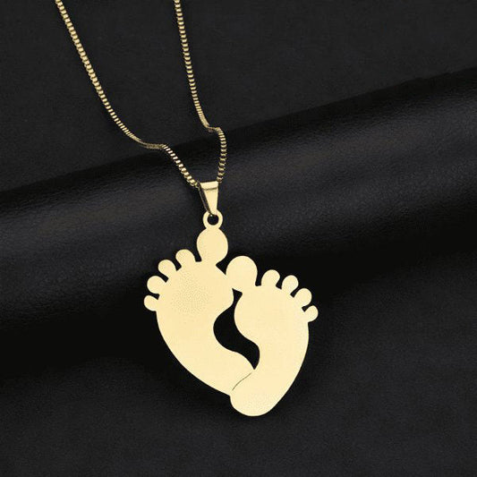 Your Baby Footprints Necklace - Gold Plated