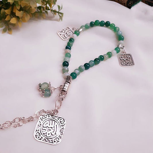 Alhamd Agate Rosary - Silver Plated