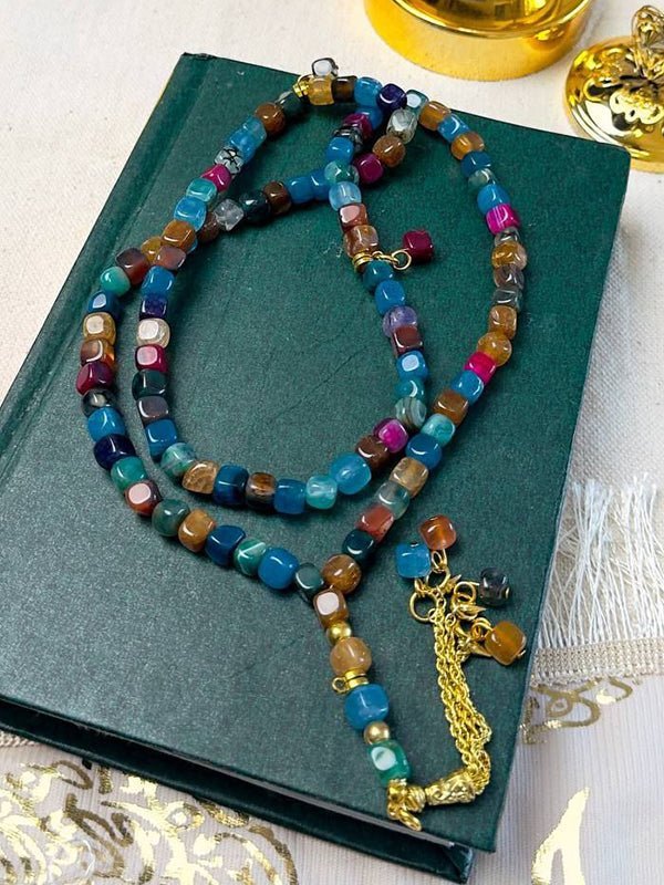 Menna Shiny Rosary - Colorful Agate