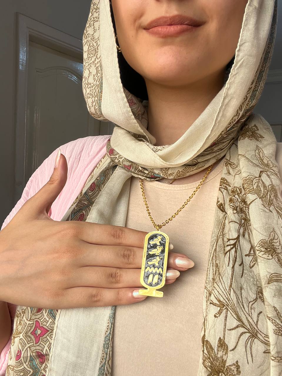 Pharaonic Obelisk Necklace  - Customized Name Gold Plated