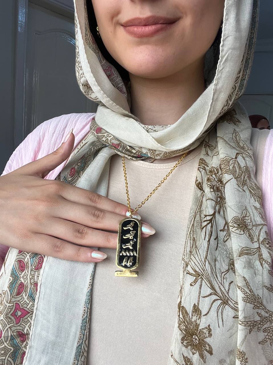 Pharaonic Obelisk Necklace  - Customized Name Gold Plated