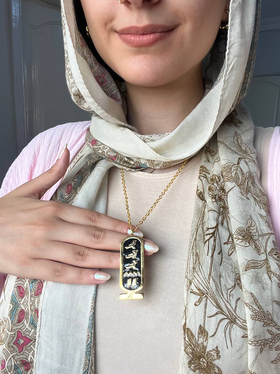 Pharaonic Obelisk Necklace  - Customized Name Gold Plated