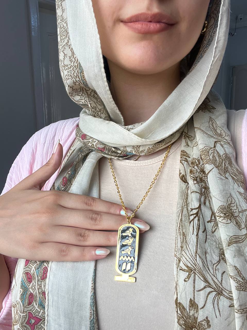 Pharaonic Obelisk Necklace  - Customized Name Gold Plated