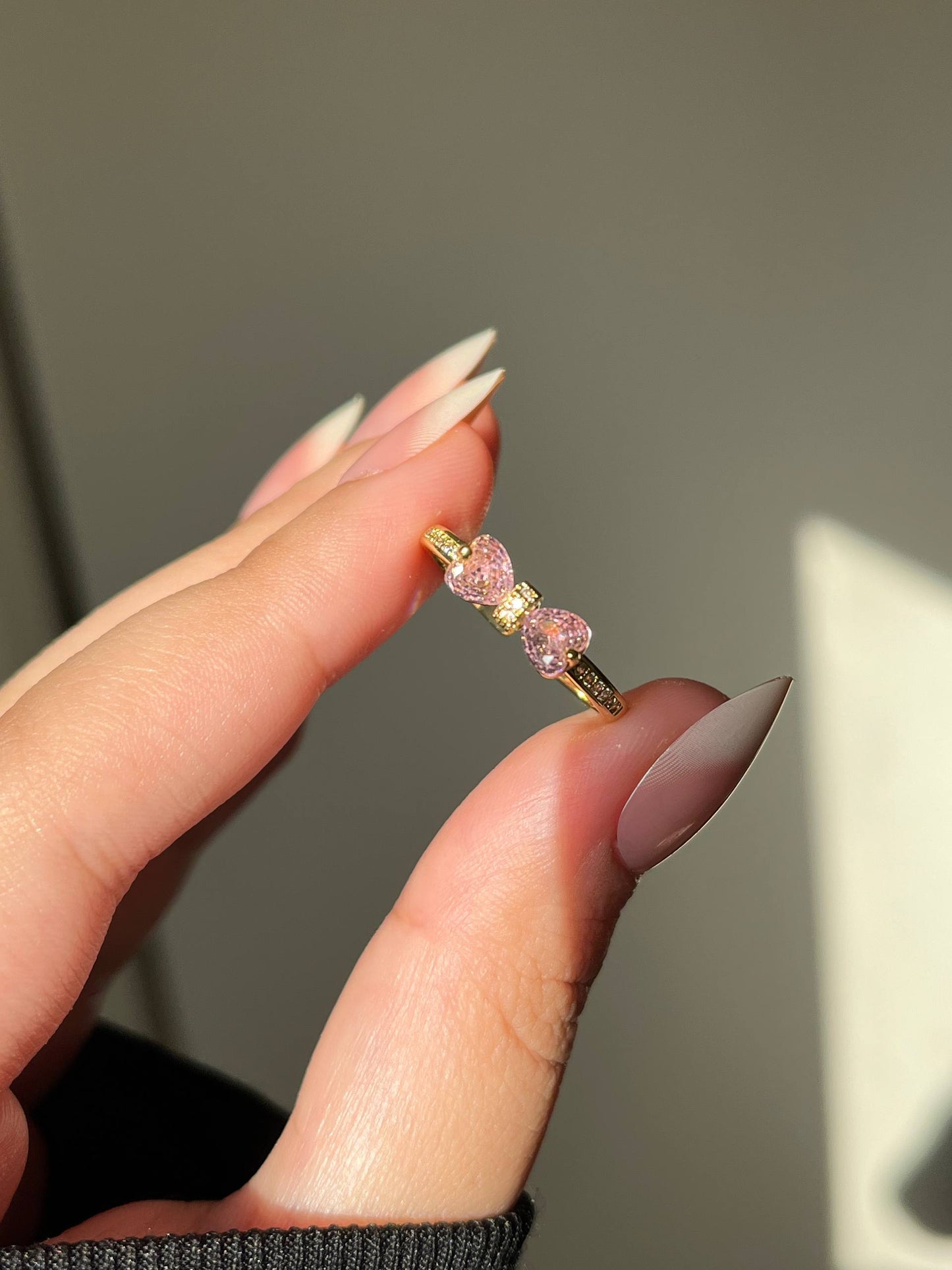 Pink Fayounka Simple Ring - Gold Plated