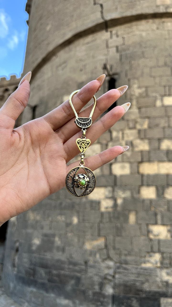 Green Flower Keychain - Pure Copper