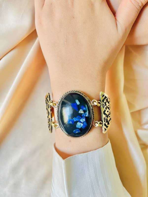 Traditional Arabian Set - Pure Copper with Navy Blue Agate