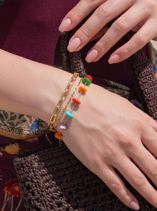 Colorful Stone Bracelet - Stainless Steel