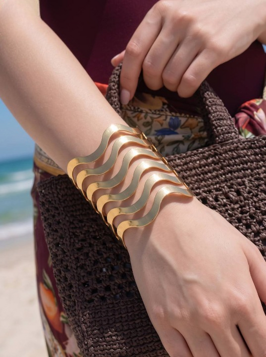Wave Bangle - Gold Plated