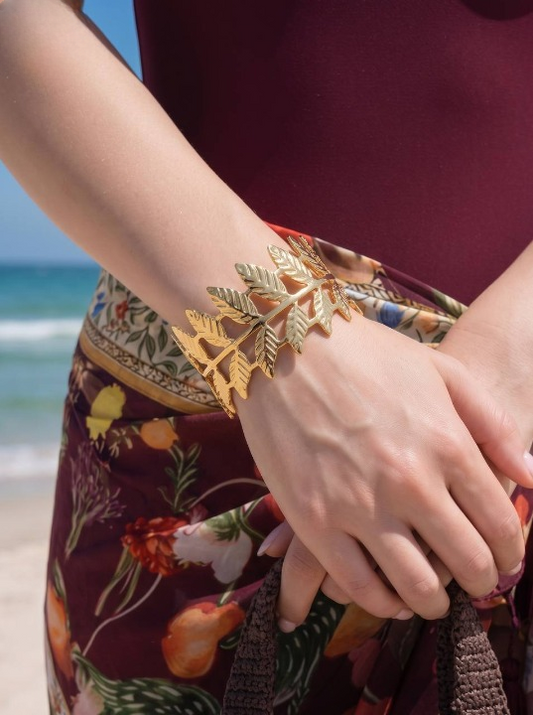 Classic Leaf Bangle - Stainless Steel
