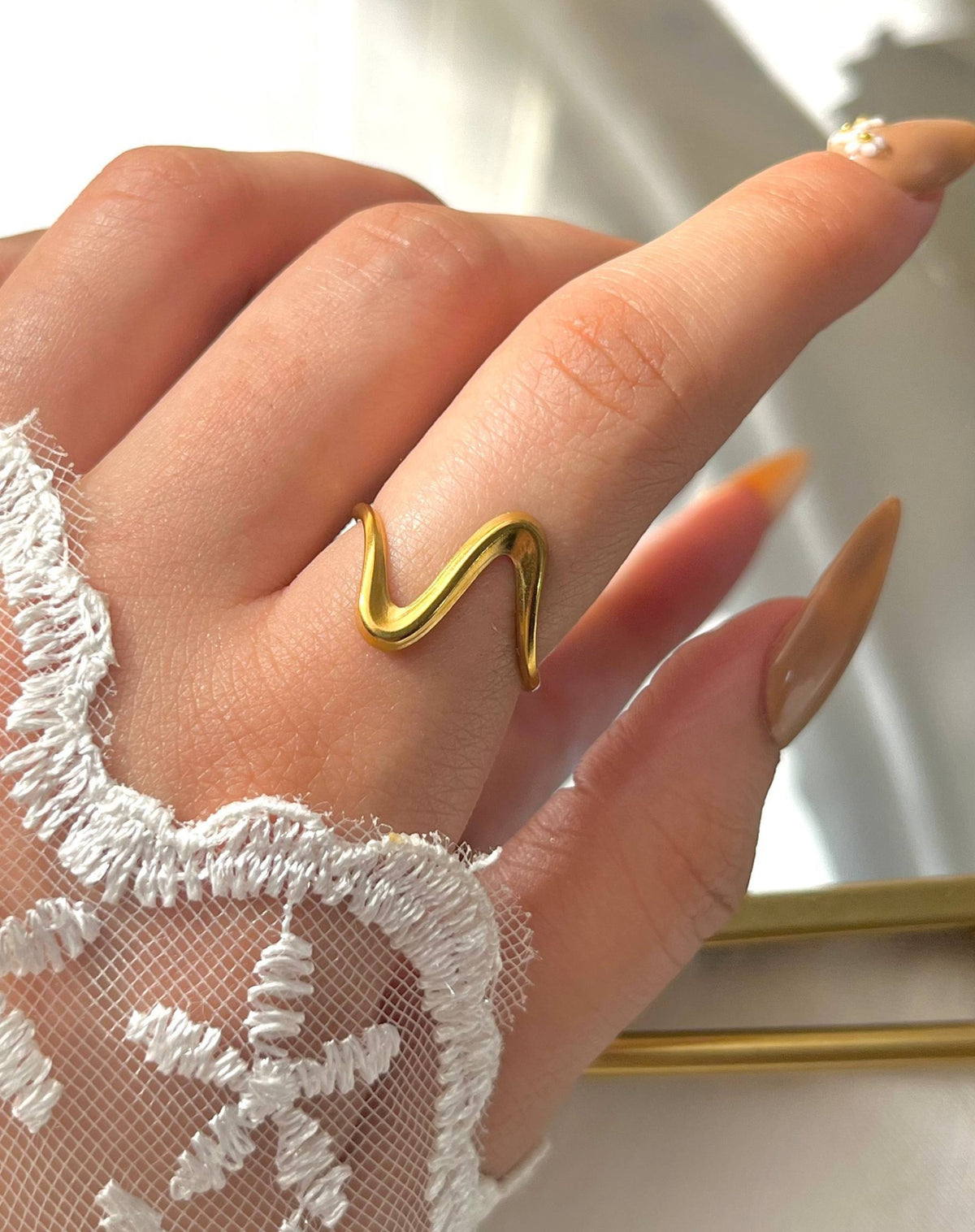 Elara Wave Ring - Stainless Steel