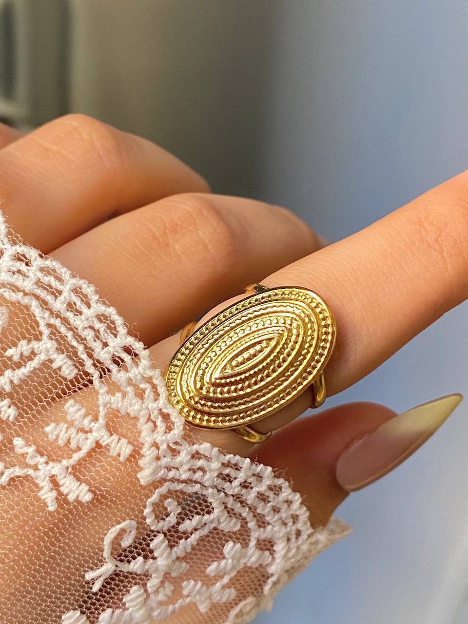 Solara Medallion Ring - Stainless Steel
