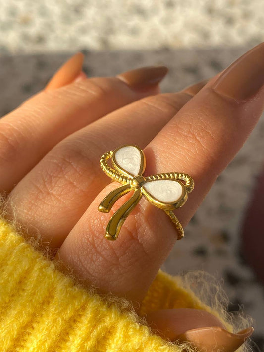 Farida White Ring - Stainless Steel