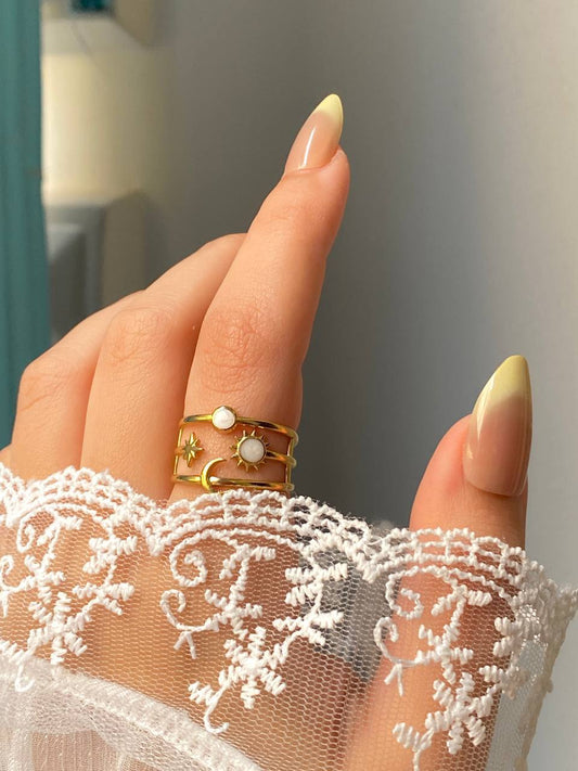 Farida White Ring - Stainless Steel