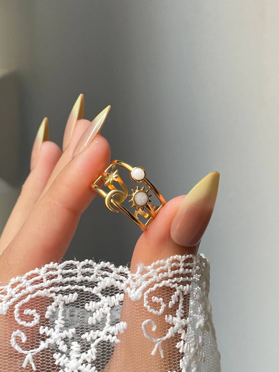Farida White Ring - Stainless Steel