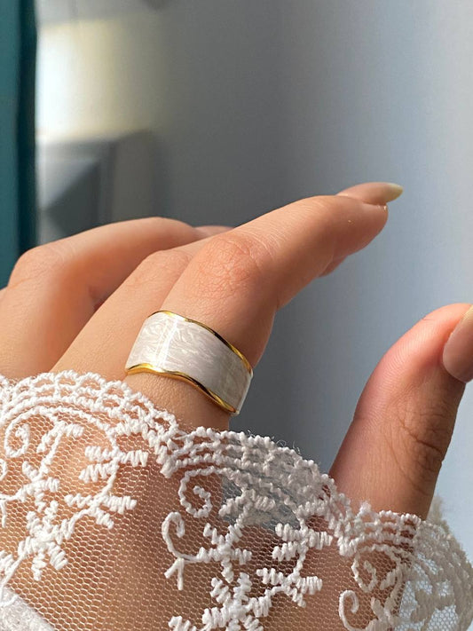 Roma White Ring - Stainless Steel