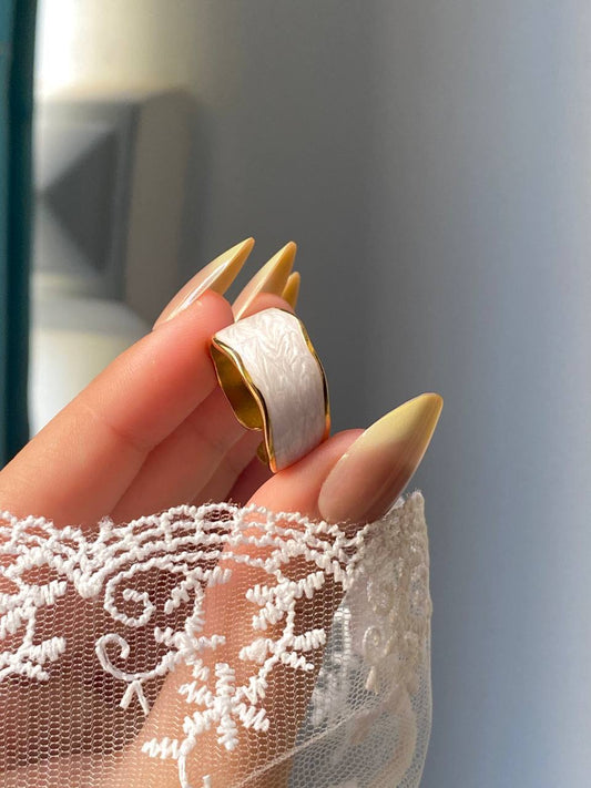 Roma White Ring - Stainless Steel