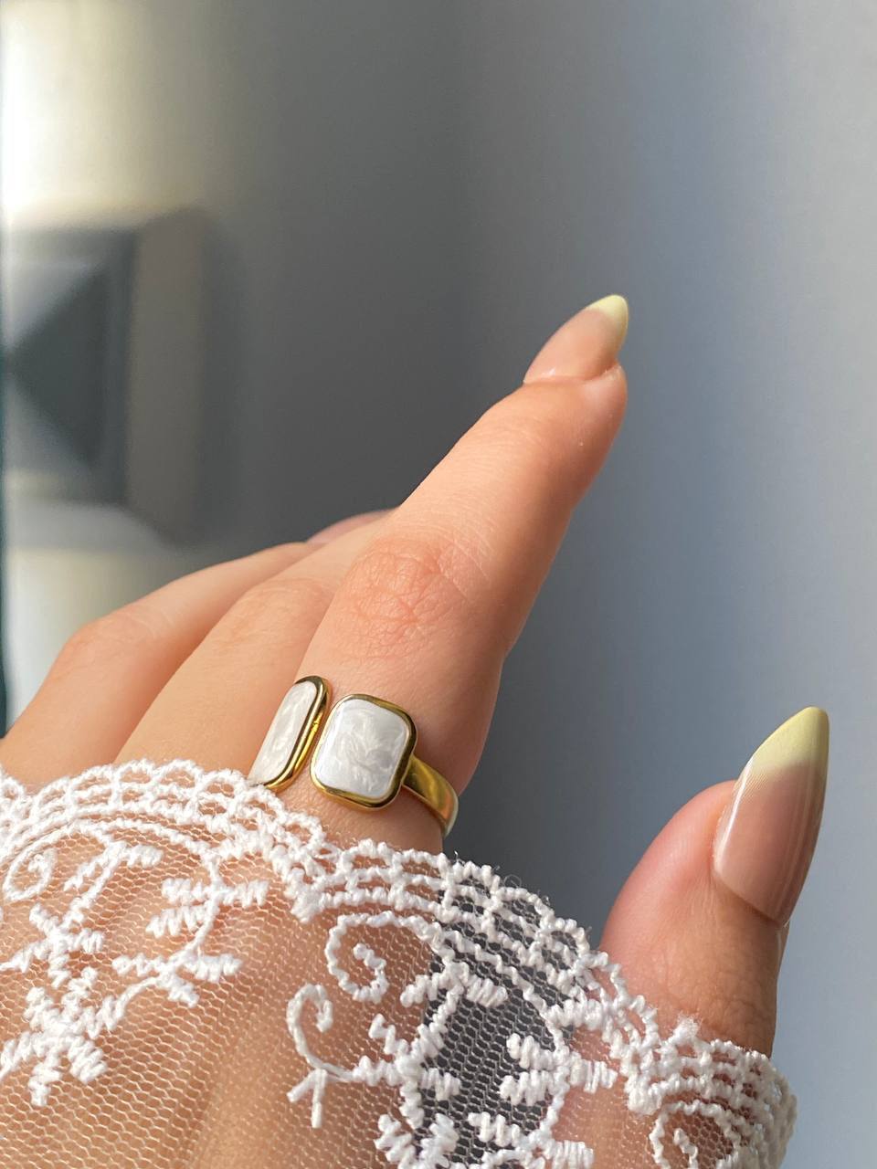 Salma White Ring - Stainless Steel