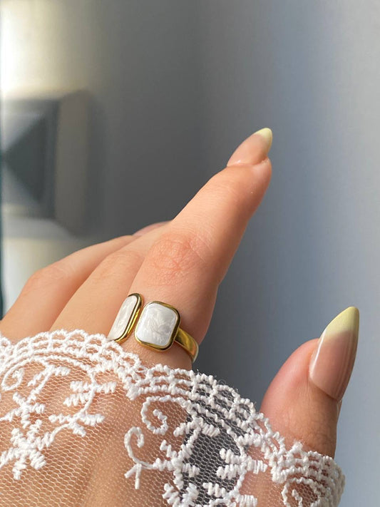 Salma White Ring - Stainless Steel