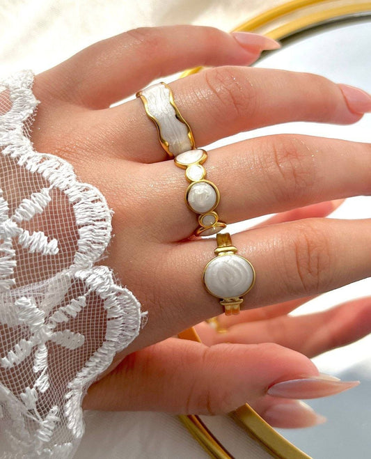 Naya White Ring - Stainless Steel