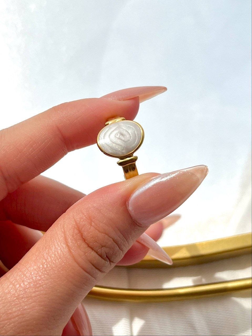 Maya White Ring - Stainless Steel